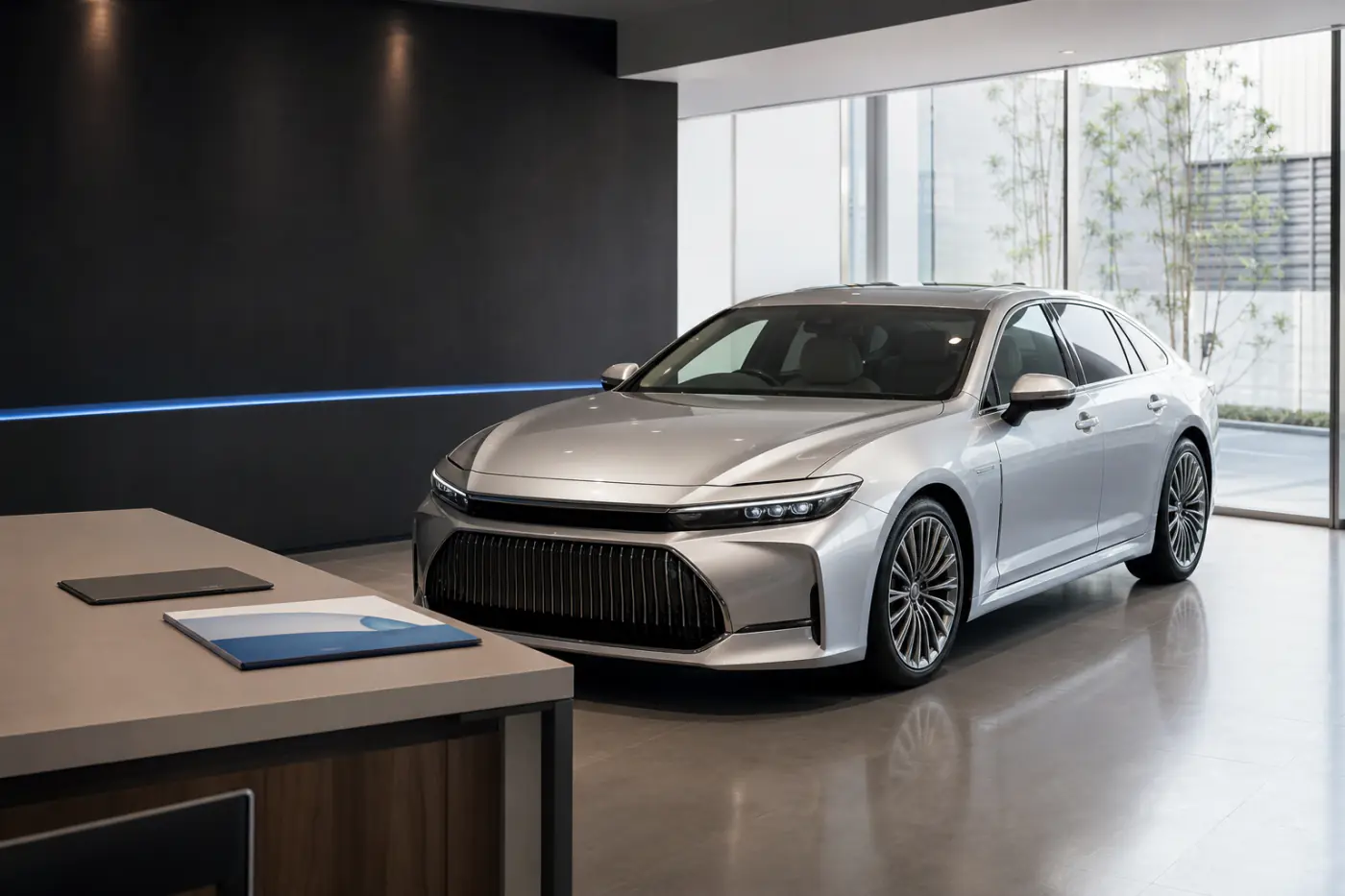 Especialistas japoneses de concesionario que revisan renovaciones de seguro de automóvil
