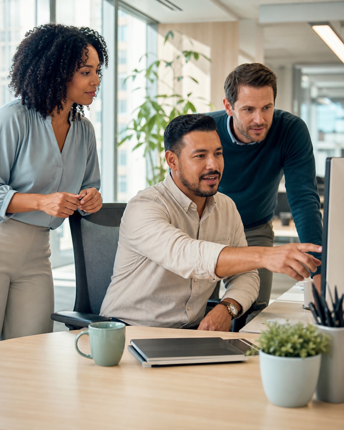 Employee reviewing enterprise knowledge and customer context